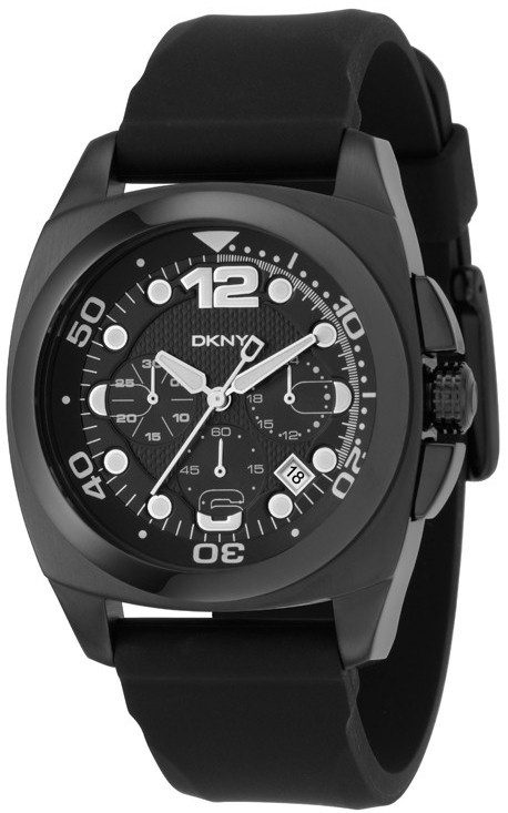 NEW DKNY BLACK RUBBER,SILICONE STRAP CHRONOGRAPH WATCH-NY1445