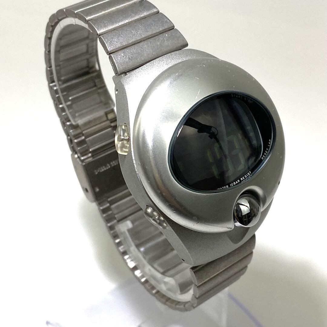ALBA Digital Wristwatch SPOON Y2K Retro Futuristic Silver Authentic From Japan
