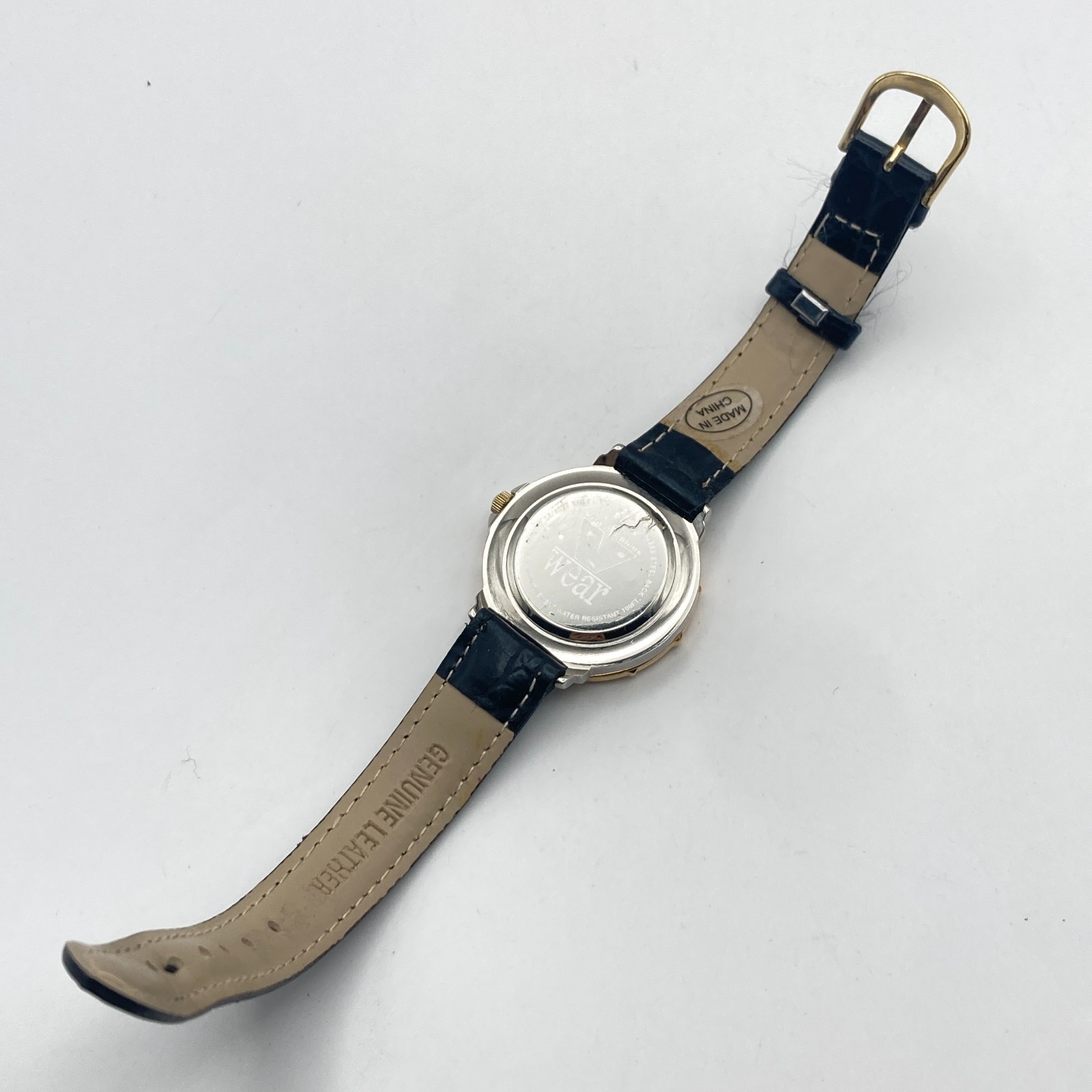 Vtg Armitron Womens Watch Gold Silver Tone Rotating Bezel New Battery SMALL 7.5″