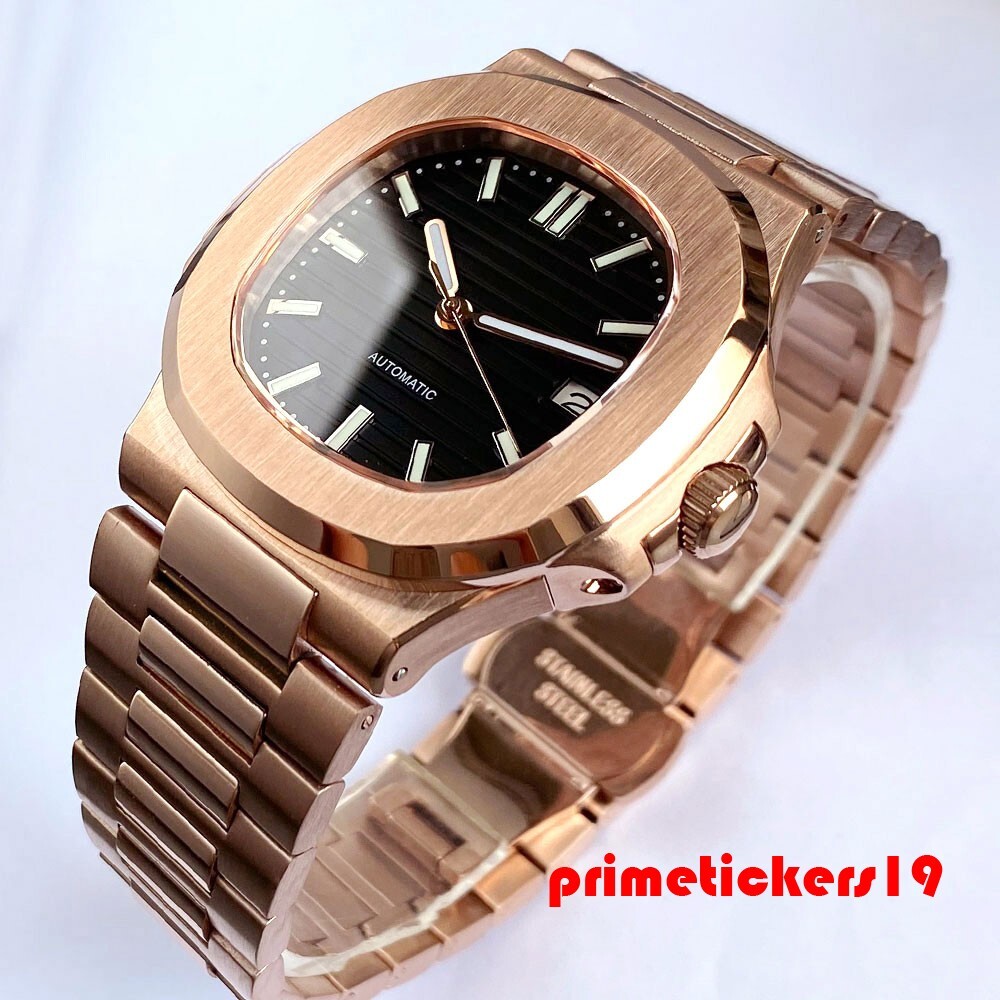 Tandorio Automatic NH35 Sapphire 40mm Rose Gold Square Watch for Men Date Lume