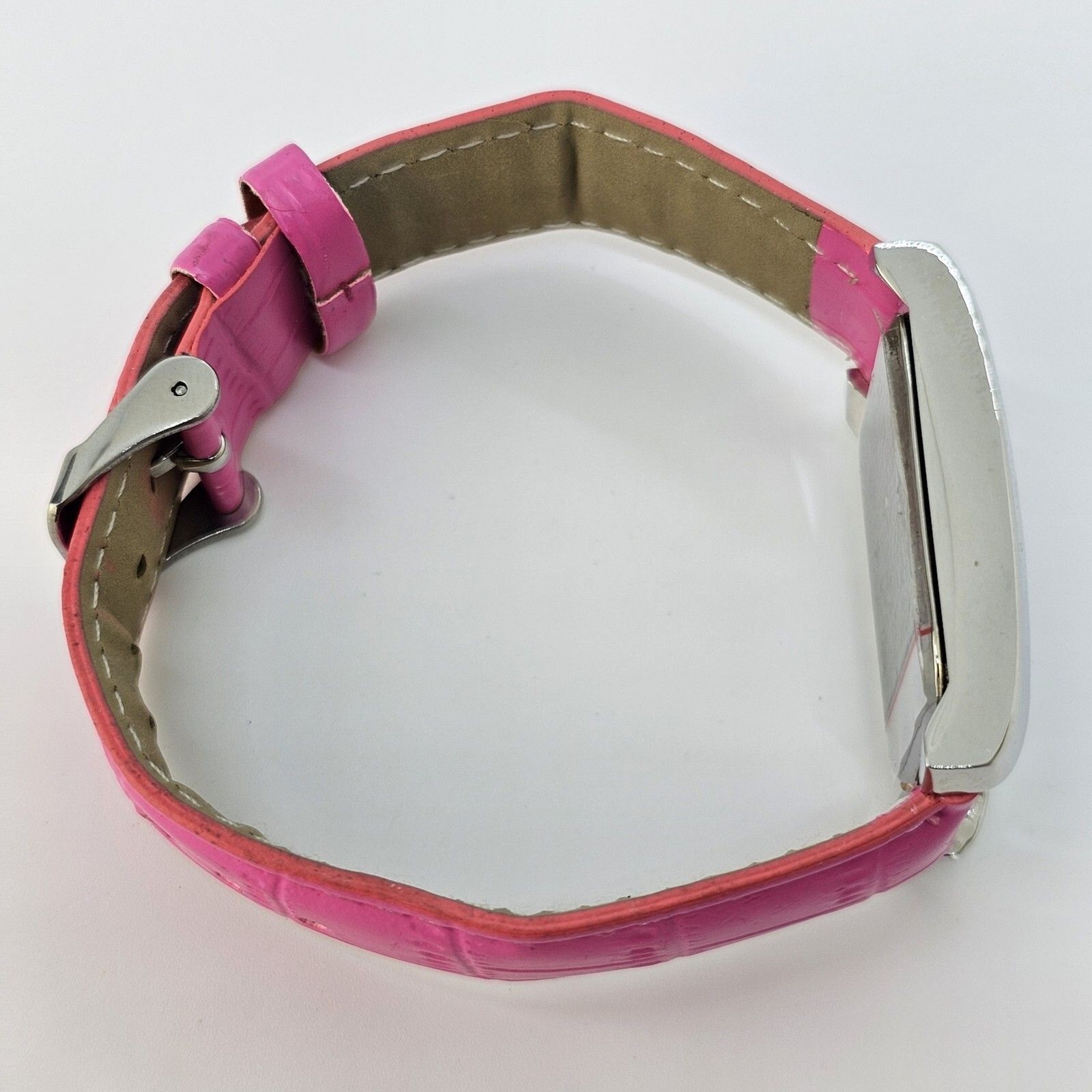 Minnie Mouse Women’s Watch 26MM White Dial Pink Leather Band Straps New Battery