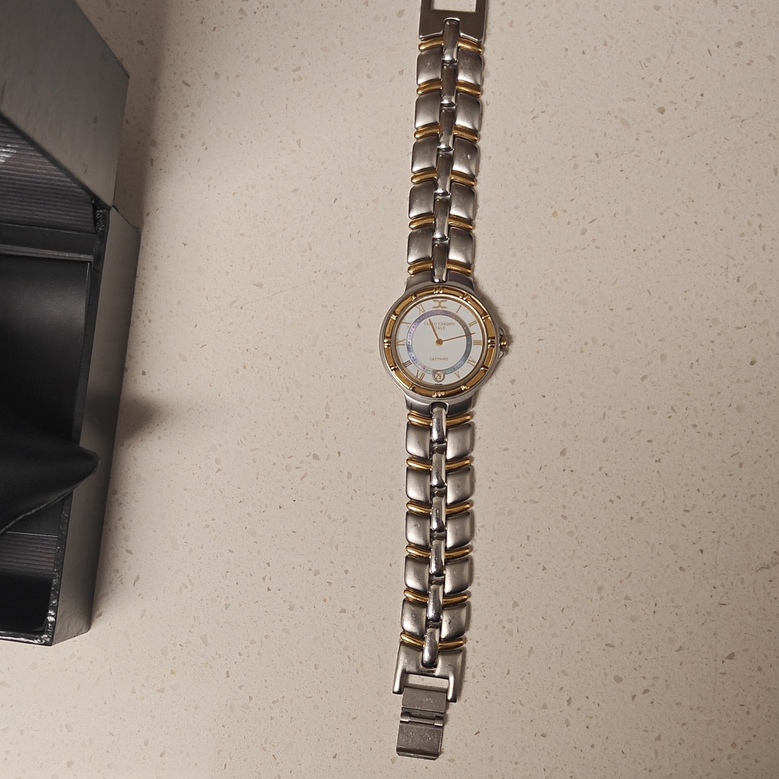 Carlo Cardini Sapphire Two-Tone Bracelet White Dial Quartz Date Box