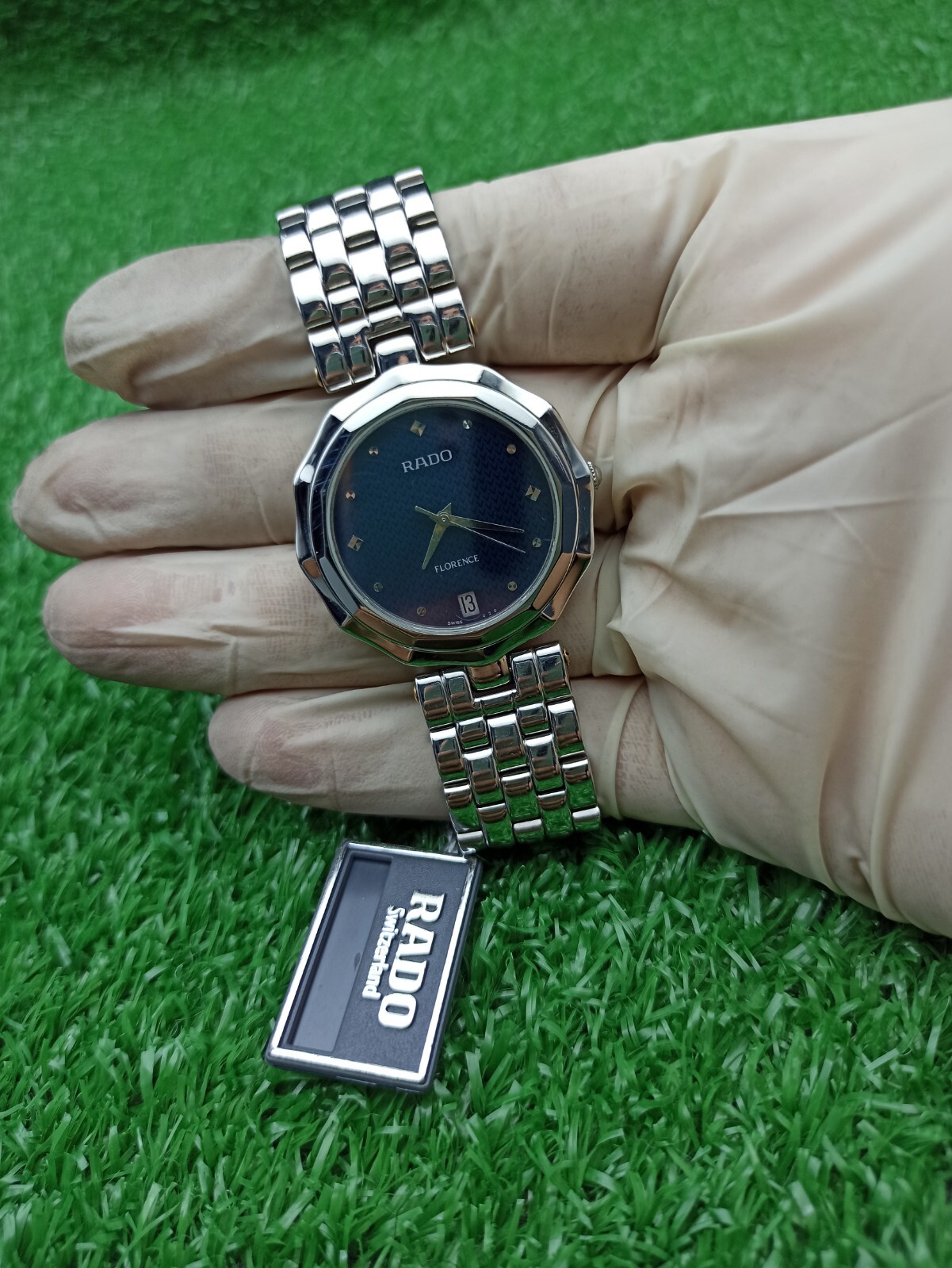 FULL SET VINTAGE RADO FLORENCE BLUE WATCH SWISS MADE 80s MEN & RARE & CLASSIC