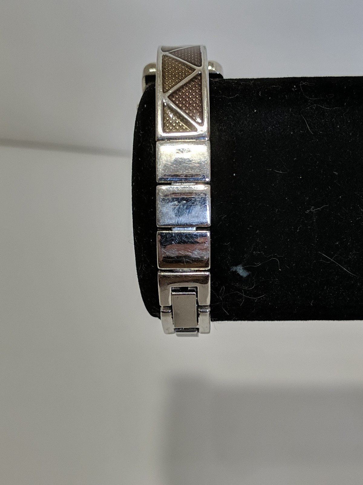 L.A. Express Ladies Watch NWOT Square Face Silver Tone Tan Brown Accents Unworn