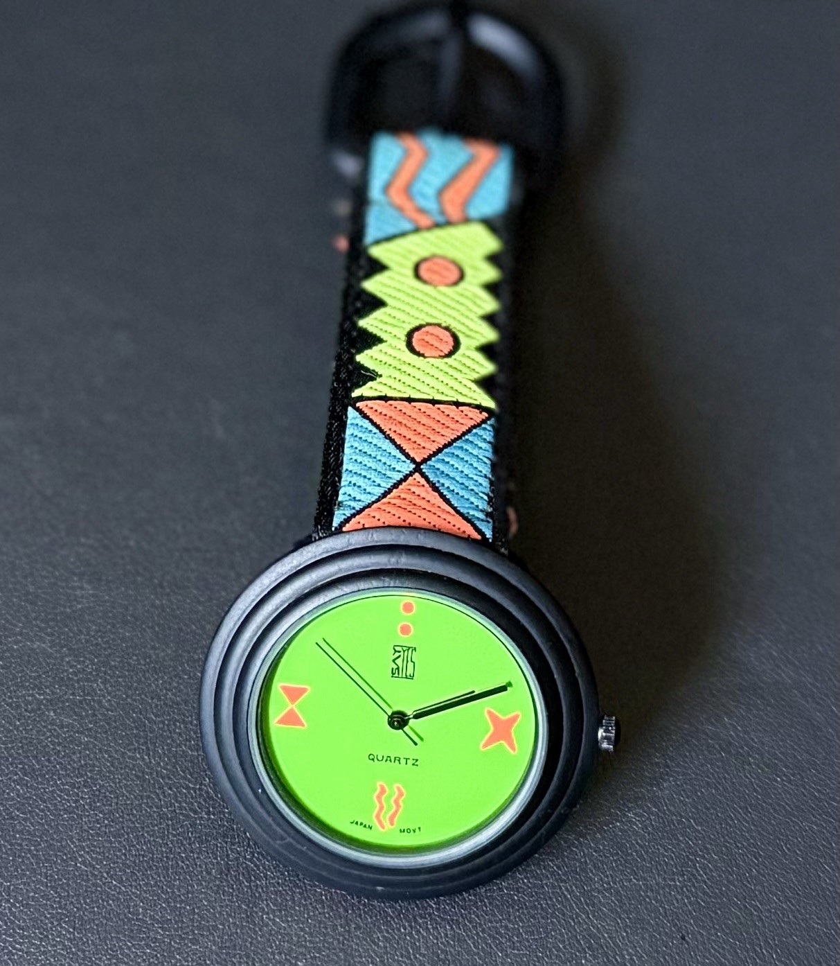 Vintage 90s Say Yes Aztec Neon Watch New Battery Works RARE