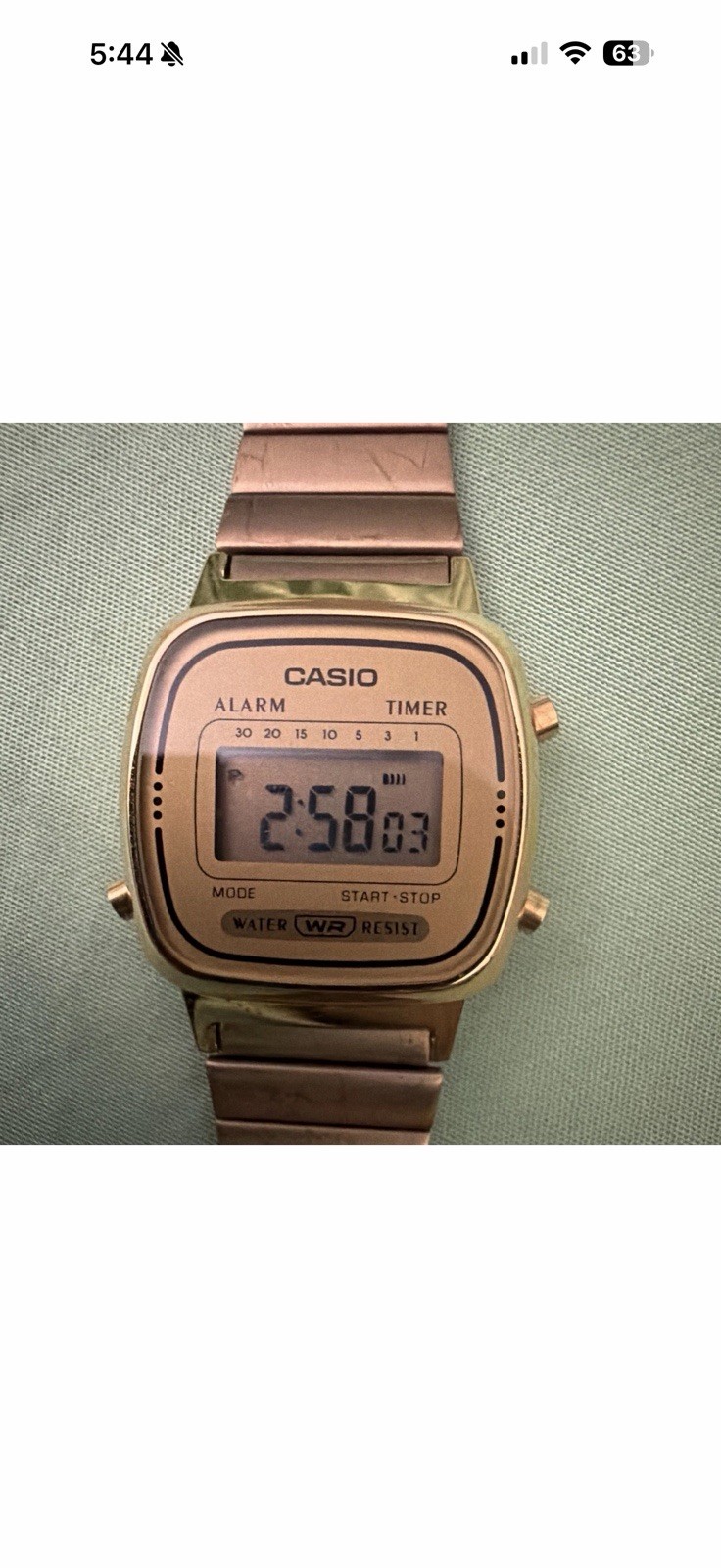 Casio LA670W Gold Tone Digital Watch Alarm Timer Water Resistant Bracelet