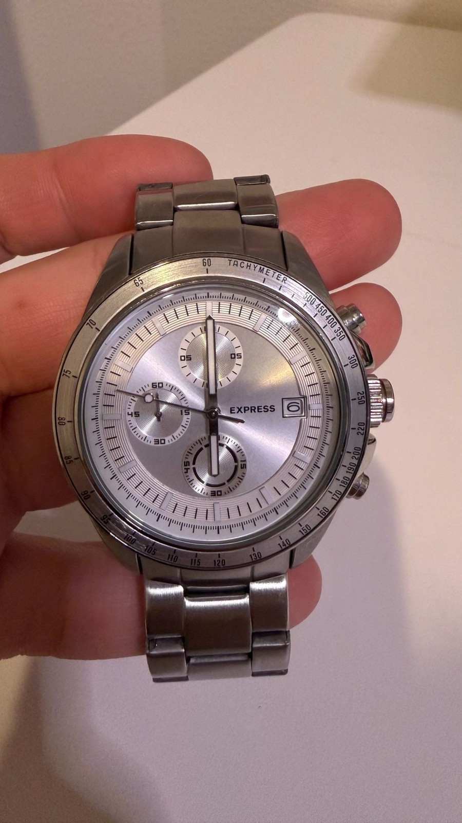 Express Men’s Chronograph Silver-Tone Stainless Steel Watch FMDEX028S