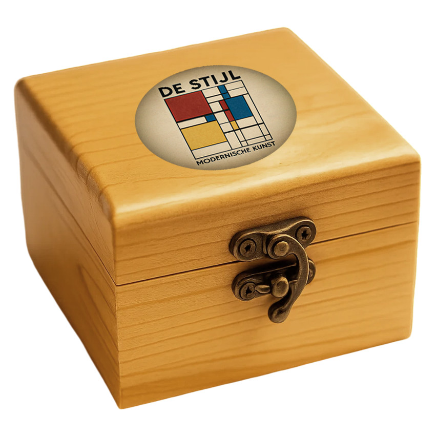 Piet Mondrian Crisp Metallic de Stij Art Solid Brass Collectible Watch with Box