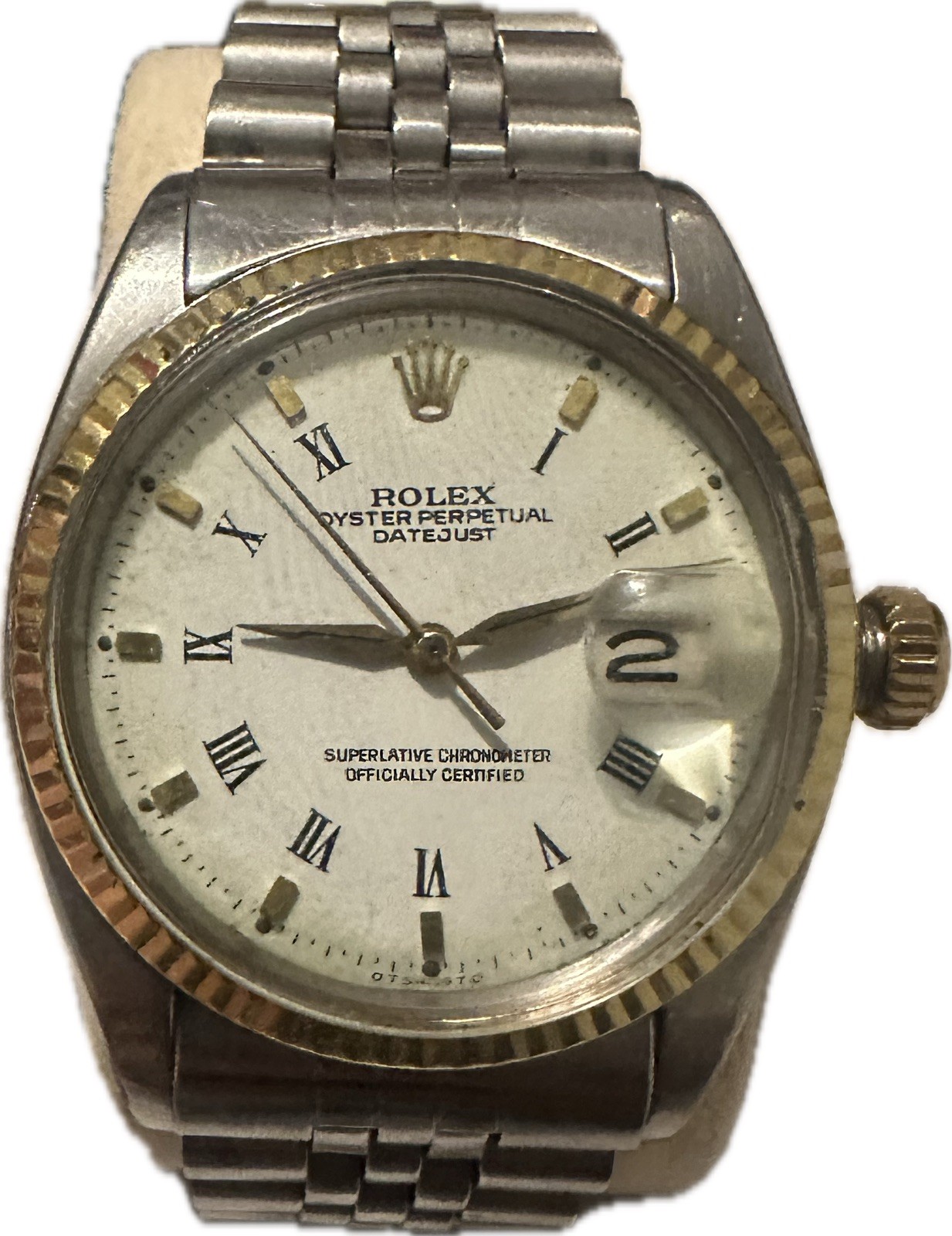 Vintage 1601 Rolex Oyster Perpetual Datejust, Yellow Gold Fluted Bezel, Jubilee