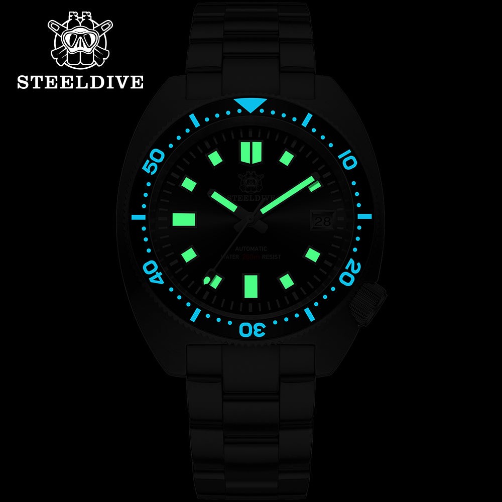 STEELDIVE SD1977 Mens 42mm 200M Automatic Dive Watch NH35 Sapphire Steel