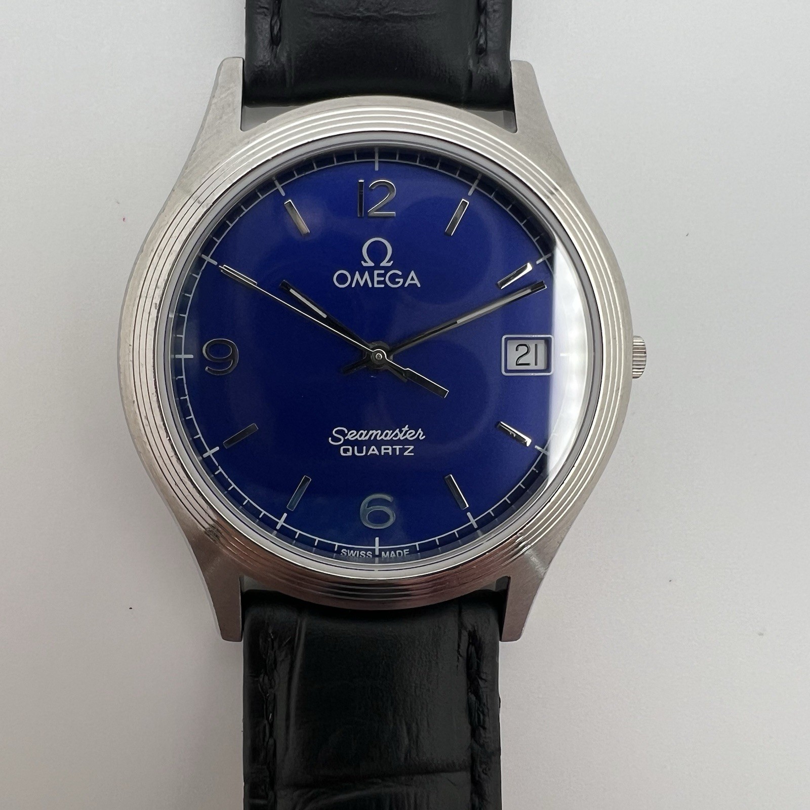 Vintage Omega Seamaster 1425 Blue Dial Men’s Luxury Quartz Watch