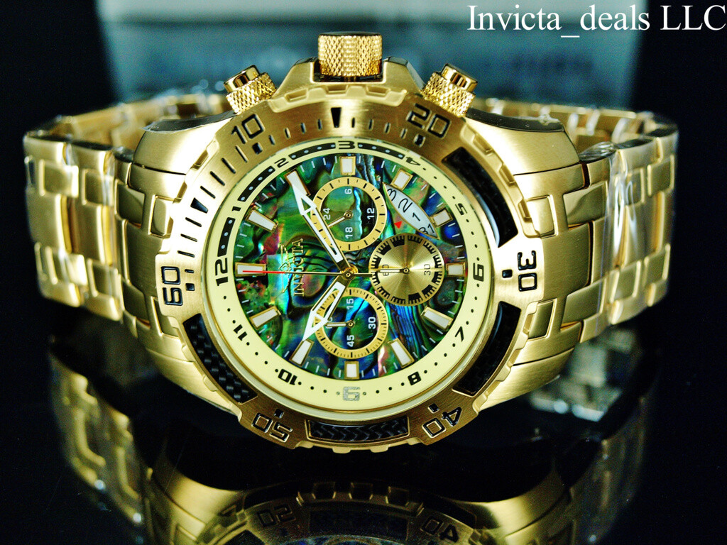 Invicta Men’s 51mm Pro Diver SCUBA Chronograph ABALONE Dial Gold Tone SS Watch