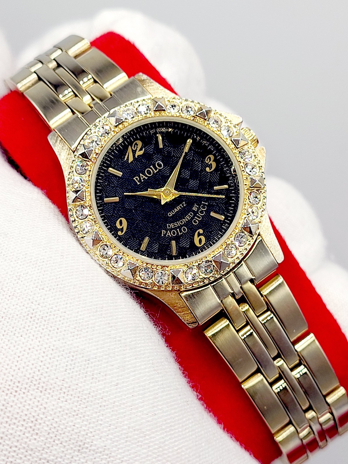 [New] 28mm Paolo By Paolo GUCCI Gold Tone Quartz Black Dial Women’s Watch