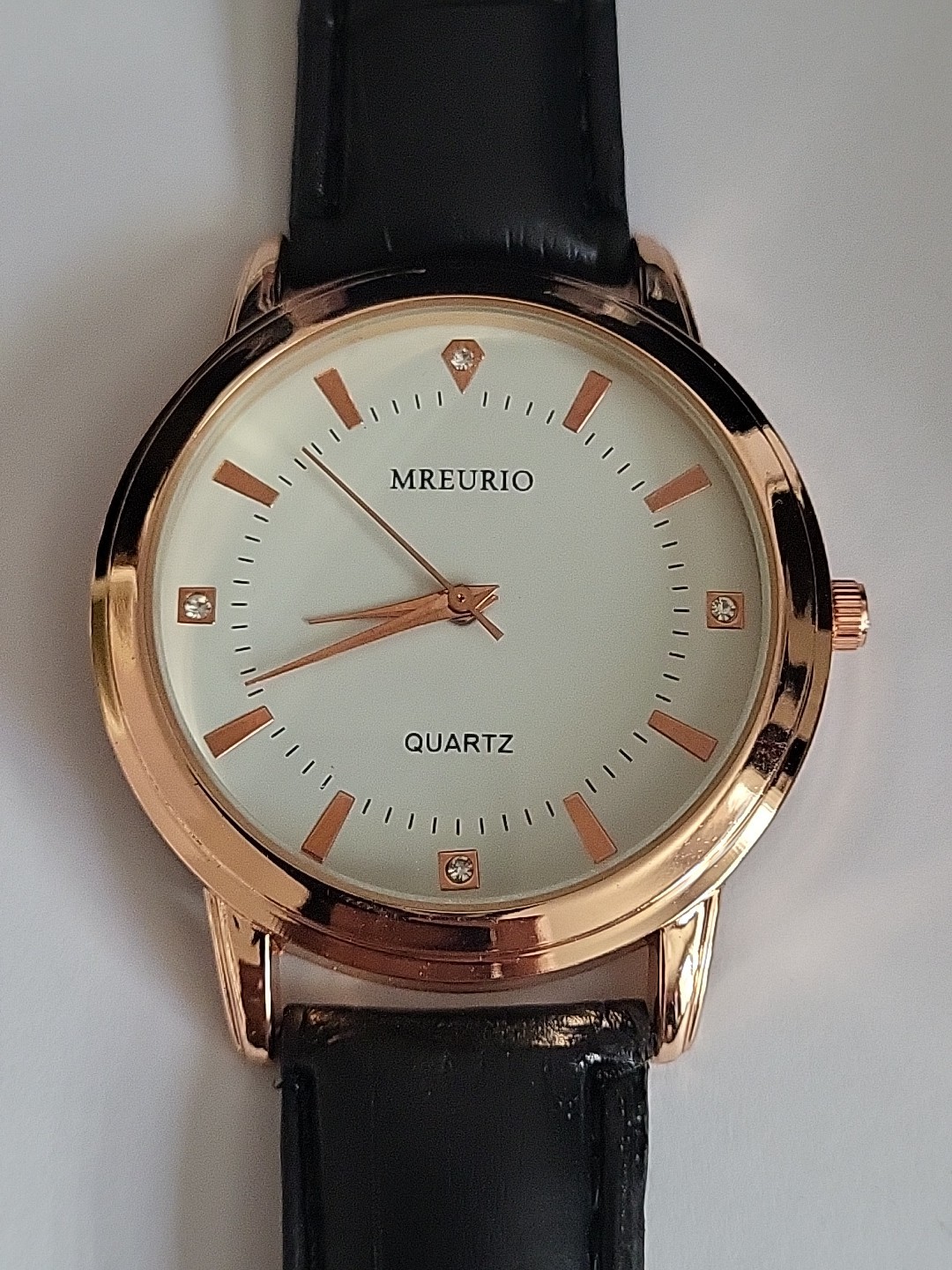 Mreurio Watch Mens New Gold Tone Stainless Steel Classic White Quartz Dial.