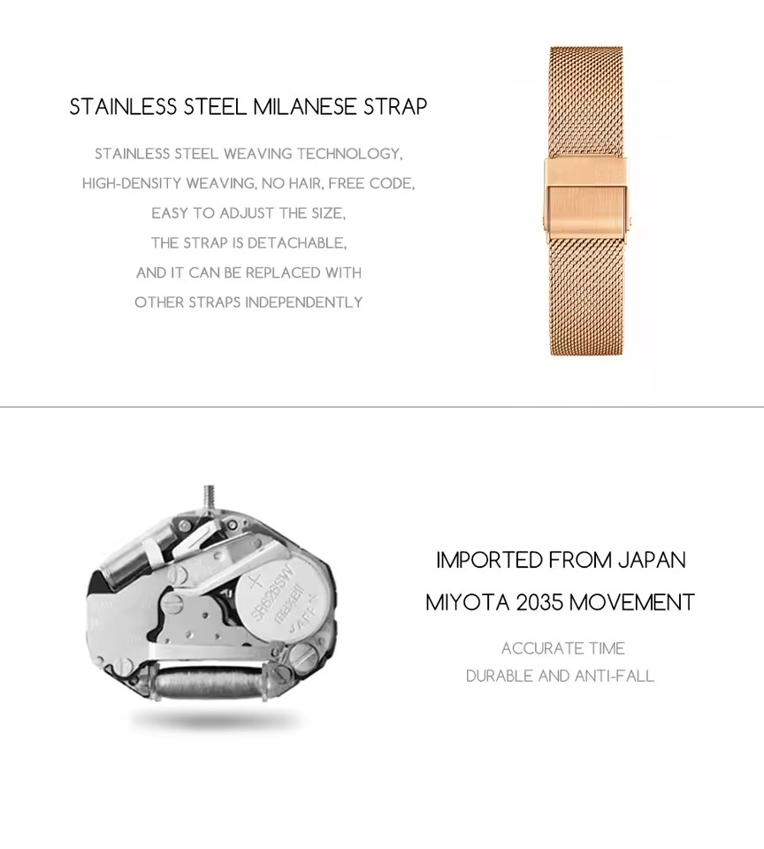 Rectangle Ultrathin Nordic Simple Style Steel Mesh Women’s Quartz Watch