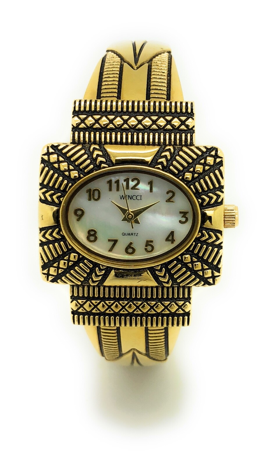 Wincci Ladies Antique Modern Metal Bangle Cuff Fashion Watch Pearl Dial Watch