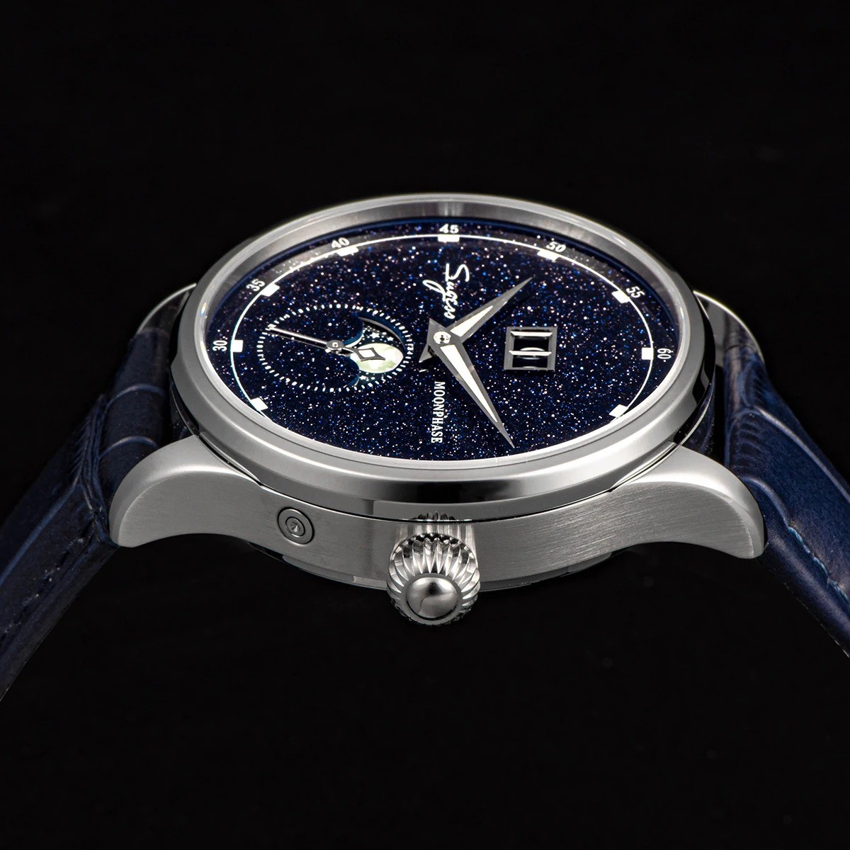 Sugess Moonphase Watch of Men 40mm Automatic Mechanical Wristwatches Origin ST25