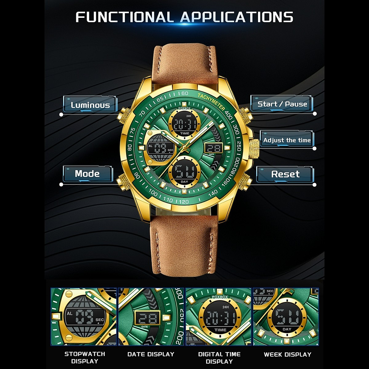 Luxury Men Watch Quartz Digital Analog Luminous Waterproof Business Wristwatch