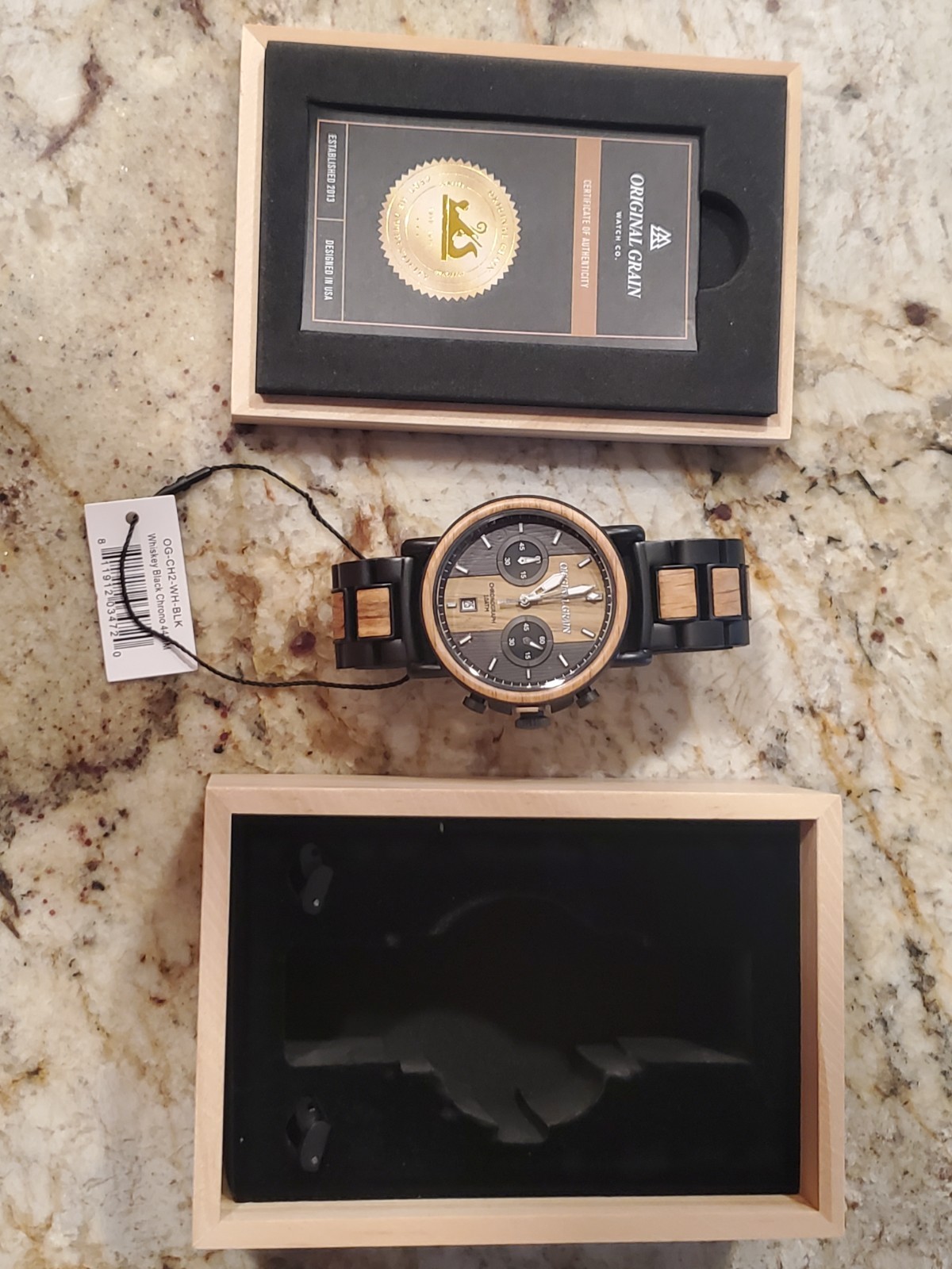MINT!!! Original Grain Chrono Whiskey Black 44mm MSRP $299 SMOKIN DEAL!!!!
