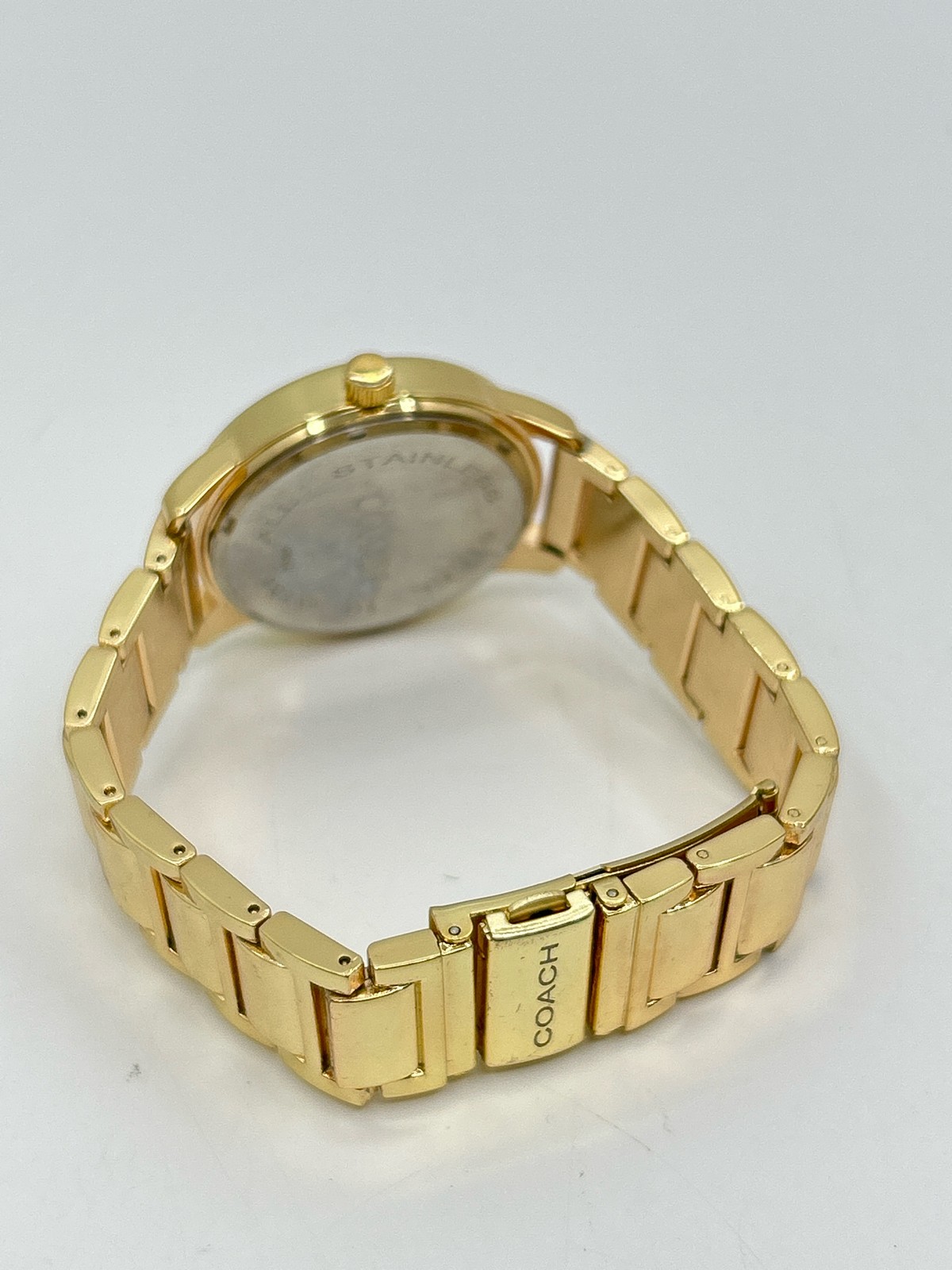 COACH Olivia Watch Gold Tone Case Bracelet Mineral Crystal Quartz Water Resist