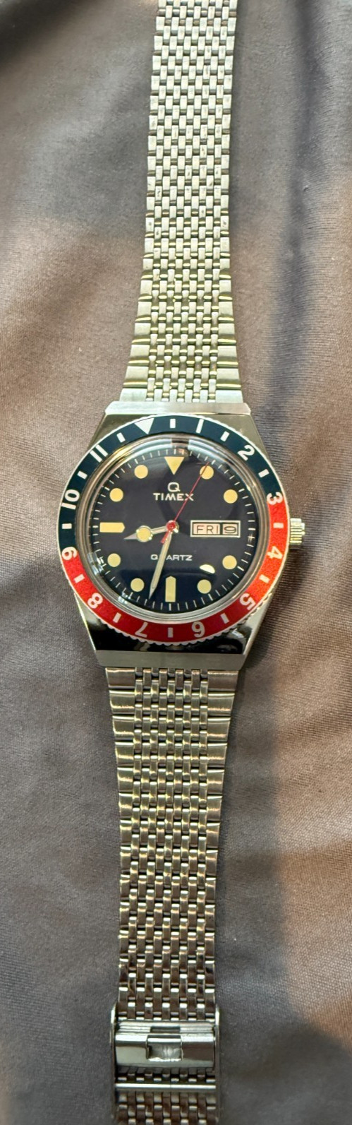 Timex Q Timex Reissue Quartz Blue Dial Pepsi Bezel Watch TW2T80700ZV