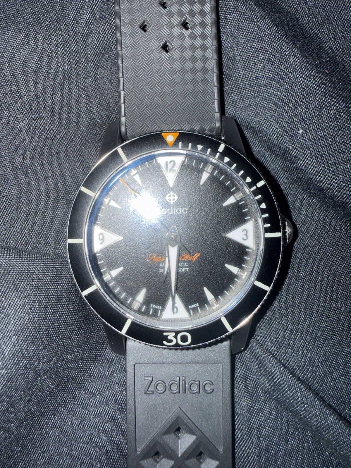 Zodiac Super Sea Wolf Automatic Diver 40mm 200m Black Dial Rubber Strap
