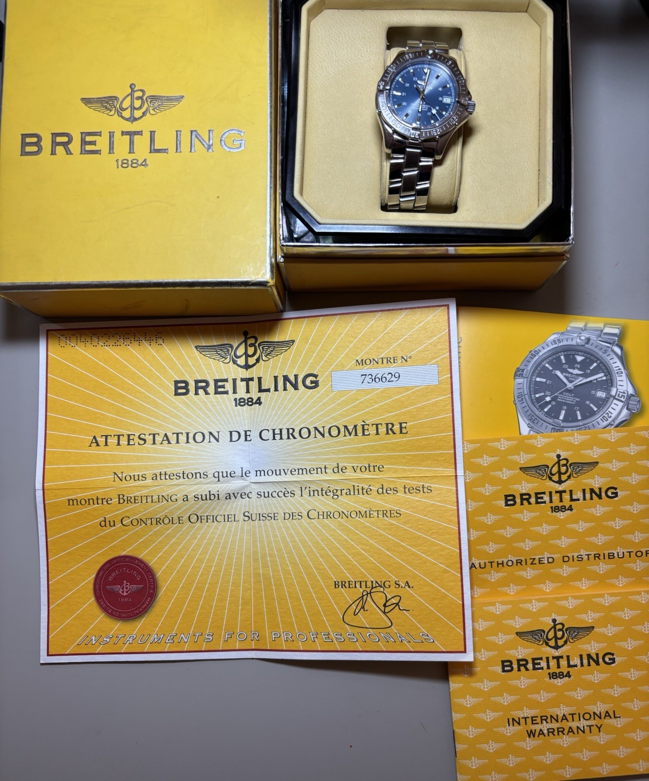 OH Full Set [N MINT] BREITLING Colt Ocean A17350 Auto Blue Men’s watch JAPAN