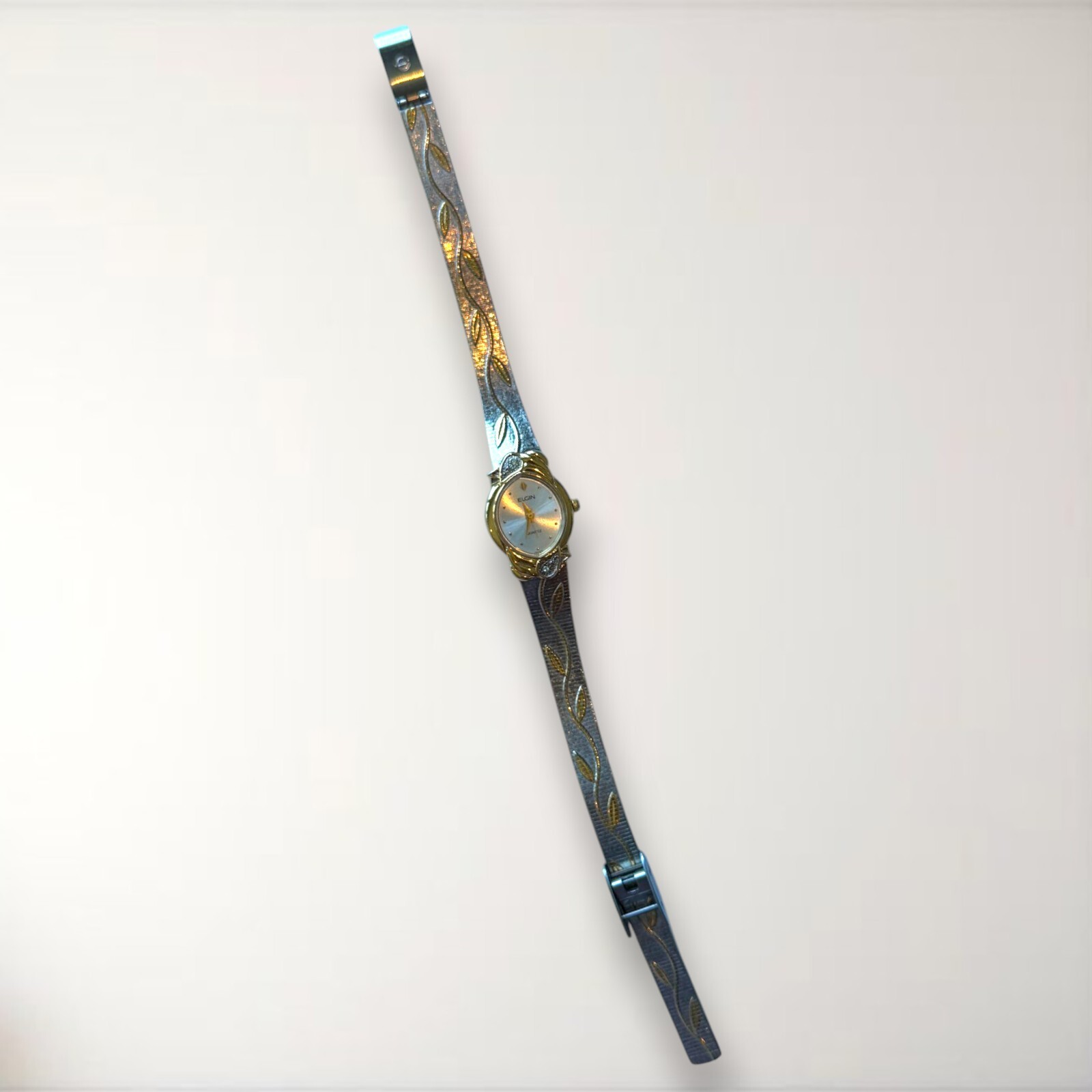 Vintage Elgin EK909-007 Gold/Silver Tone Oval Dial Quartz Women’s Watch