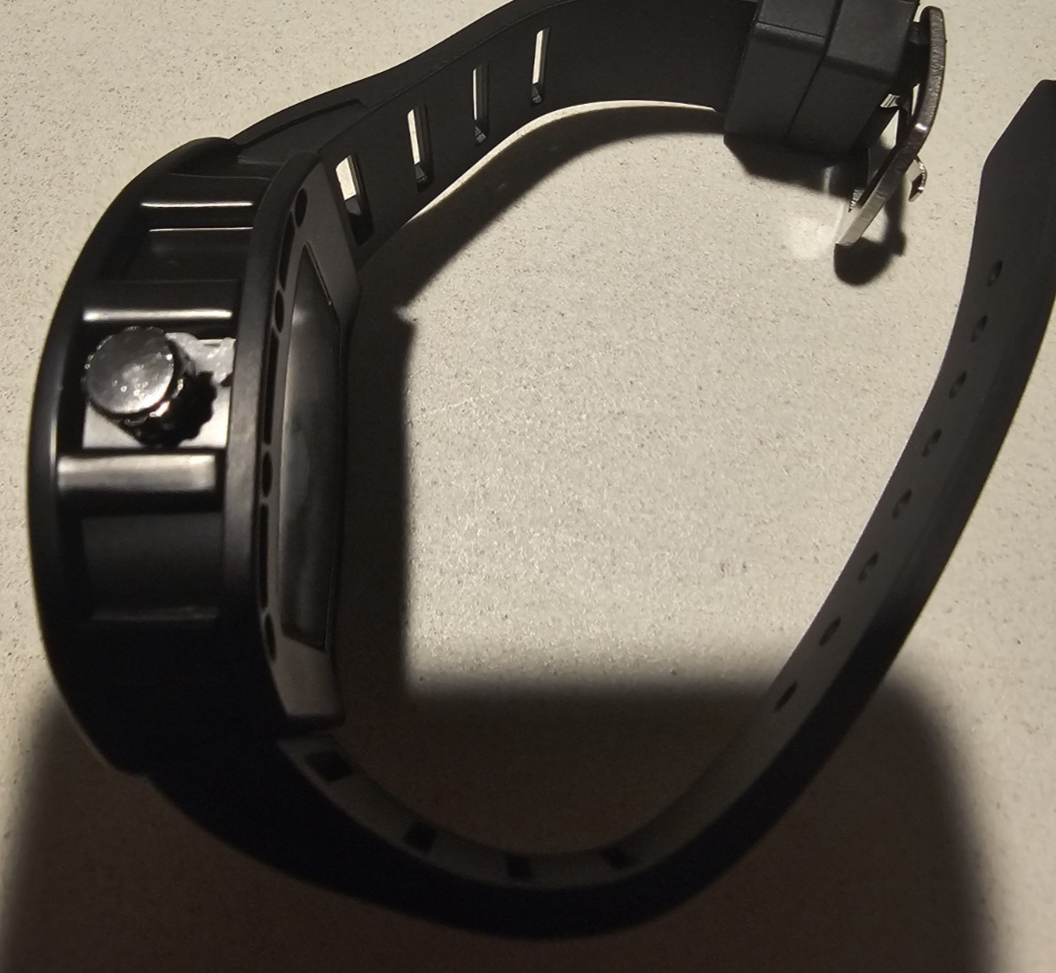 BIBI Men’s Skeleton Watch – Matte Black Tonneau Case, Samurai & Skull Desig