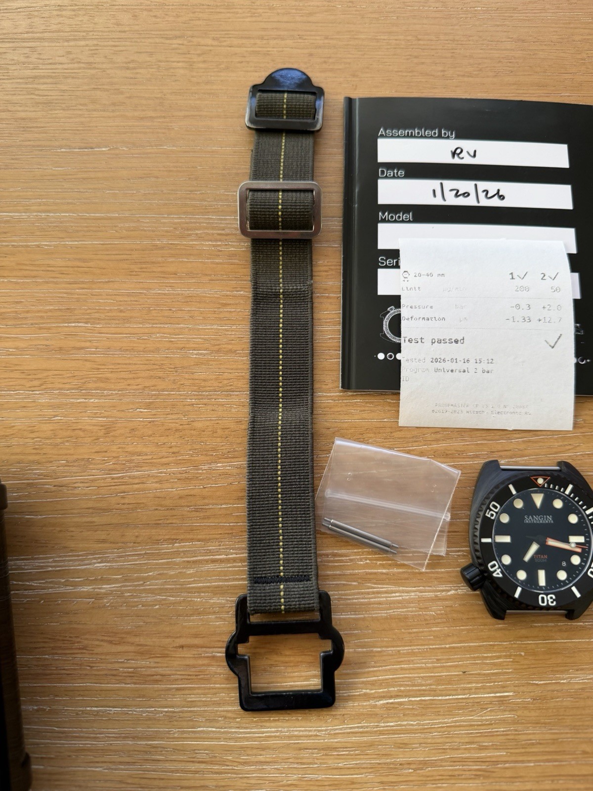 Sangin Instruments Titan 500m Titanium Black Dial Diver Date, Box + Papers