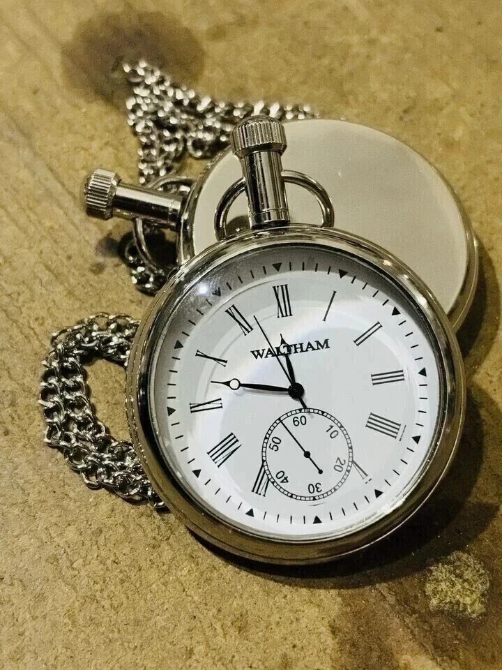 Lot Of 5 Brass Pocket Watch Vintage Chrome Finish Waltham Collectible Gift