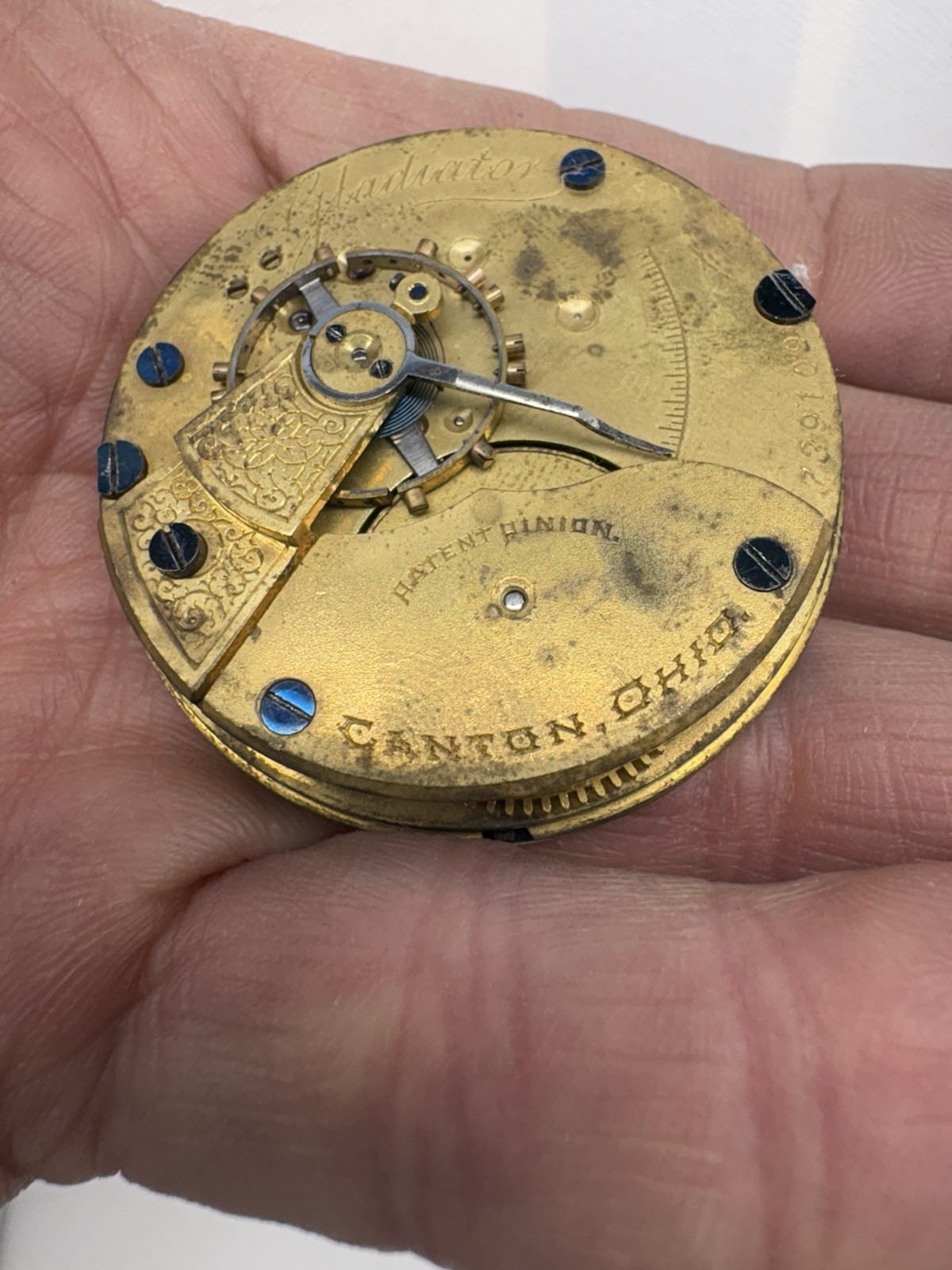 Hampden 18s Pocket Watch Movement Grade Gladiator Model 2 – 7 Jewels