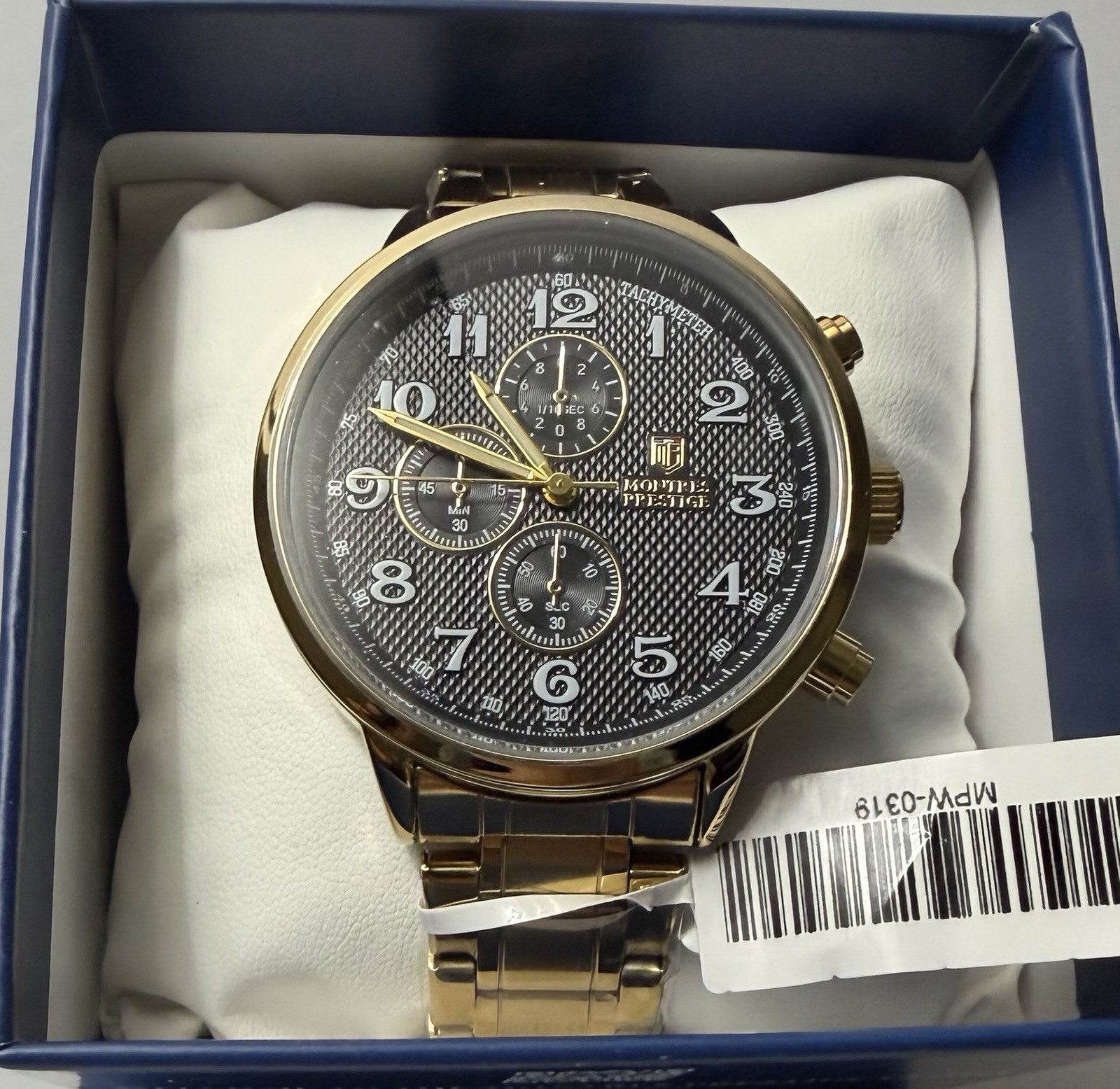 Montres Prestige MPW-0319 Gold Tone Black Dial Fashion Watch New