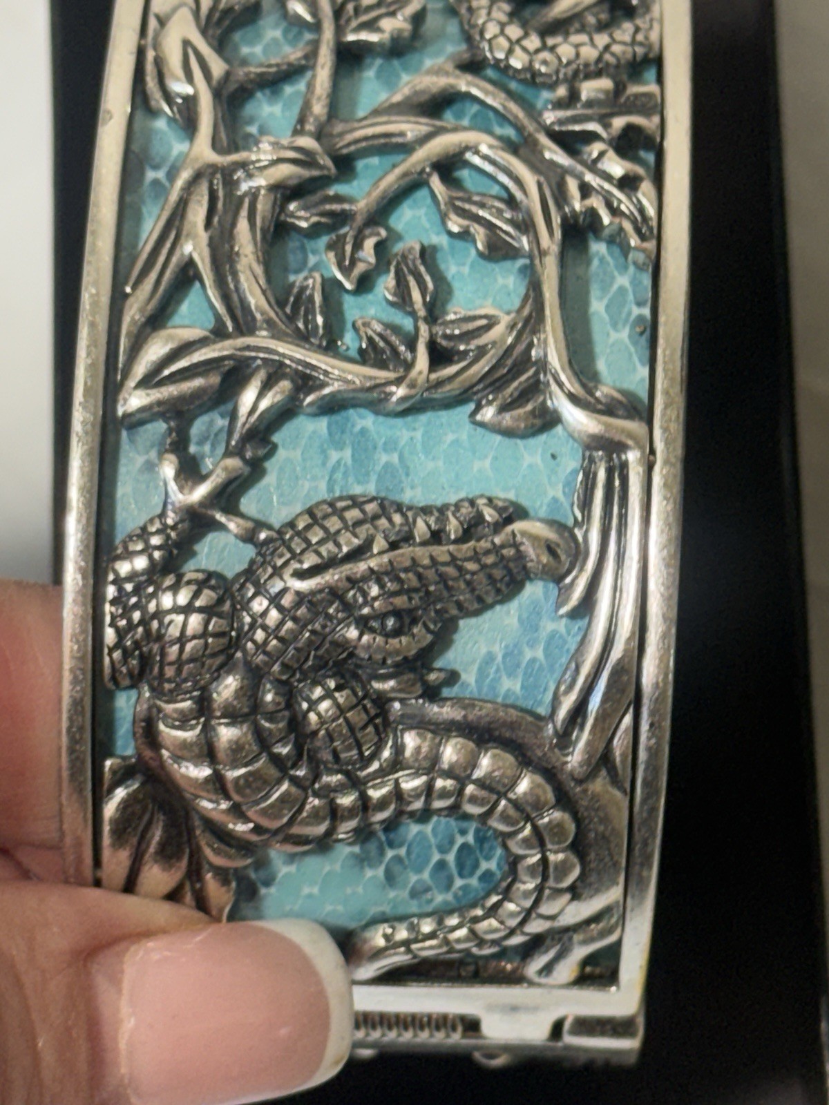 Chi By Falchi Garden Of Eden Silver tone Reptile Cuff Watch bangle BRACELET NEW