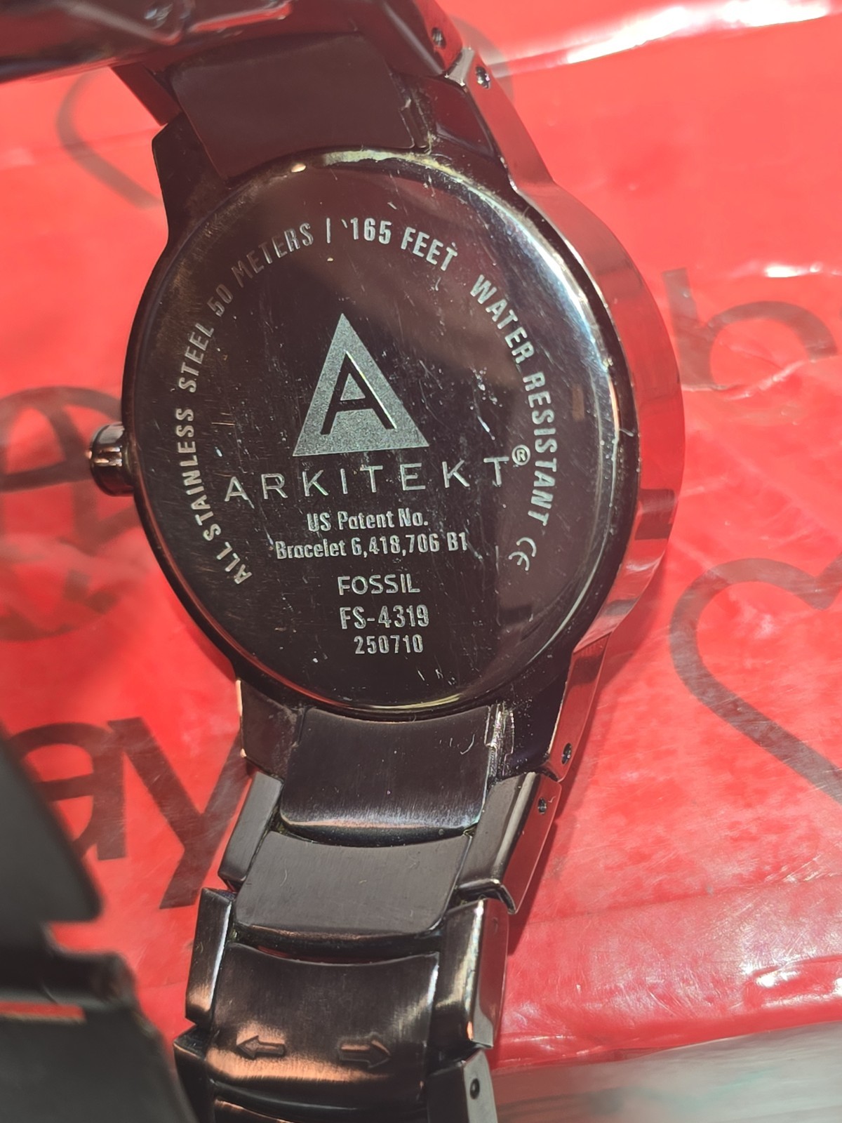 Fossil Arkitekt Watch Mens 40mm Brown Purple Stainless 6.75″ (Needs New Battery)