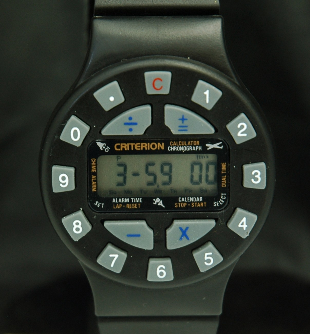 Criterion Round Calculator Digital LCD Men’s Watch Chronograph Alarm VTG x 1984