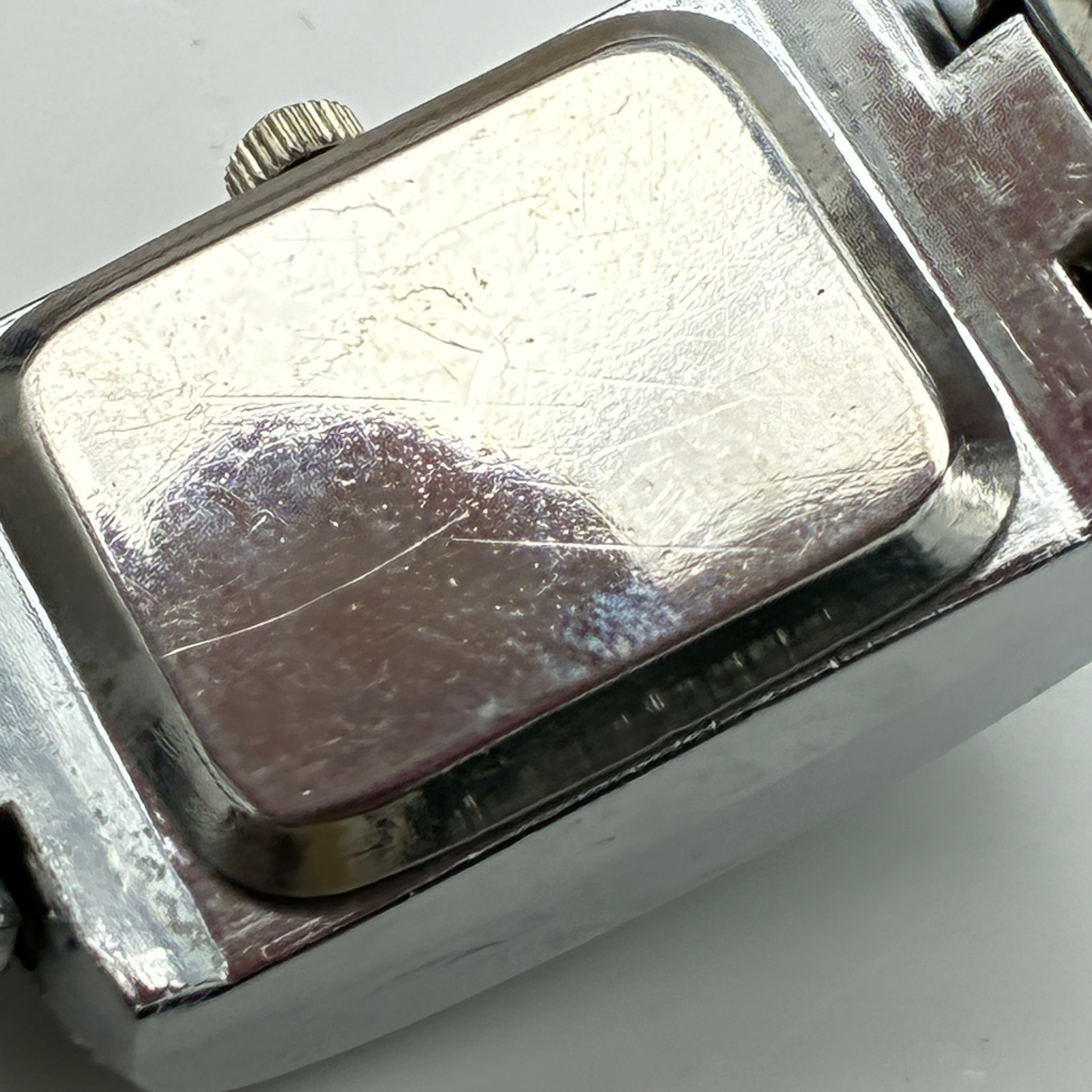 Stainless Steel Quartz Watch Silver Tone Rectangular New Battery Runs