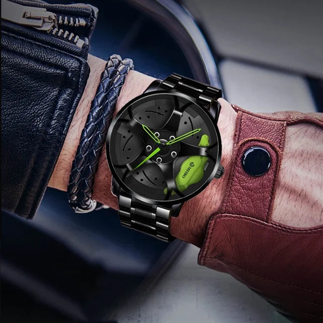 Fashion Sport Watch Car Wheel Rim Stainless Steel Waterproof Wrist Watches Men Z