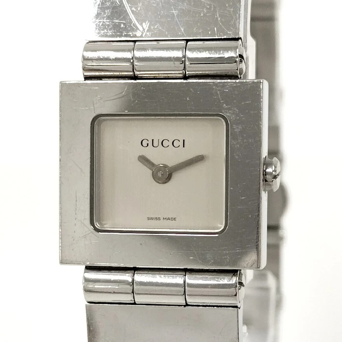 Used GUCCI Ladies Watch Square SS Quartz Silver Dial 300L