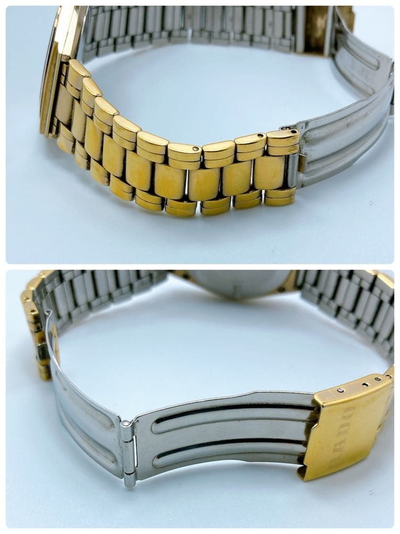 Rado DiaStar 113.9519.3 Quartz White Shell Dial Date Gold Watch Japan
