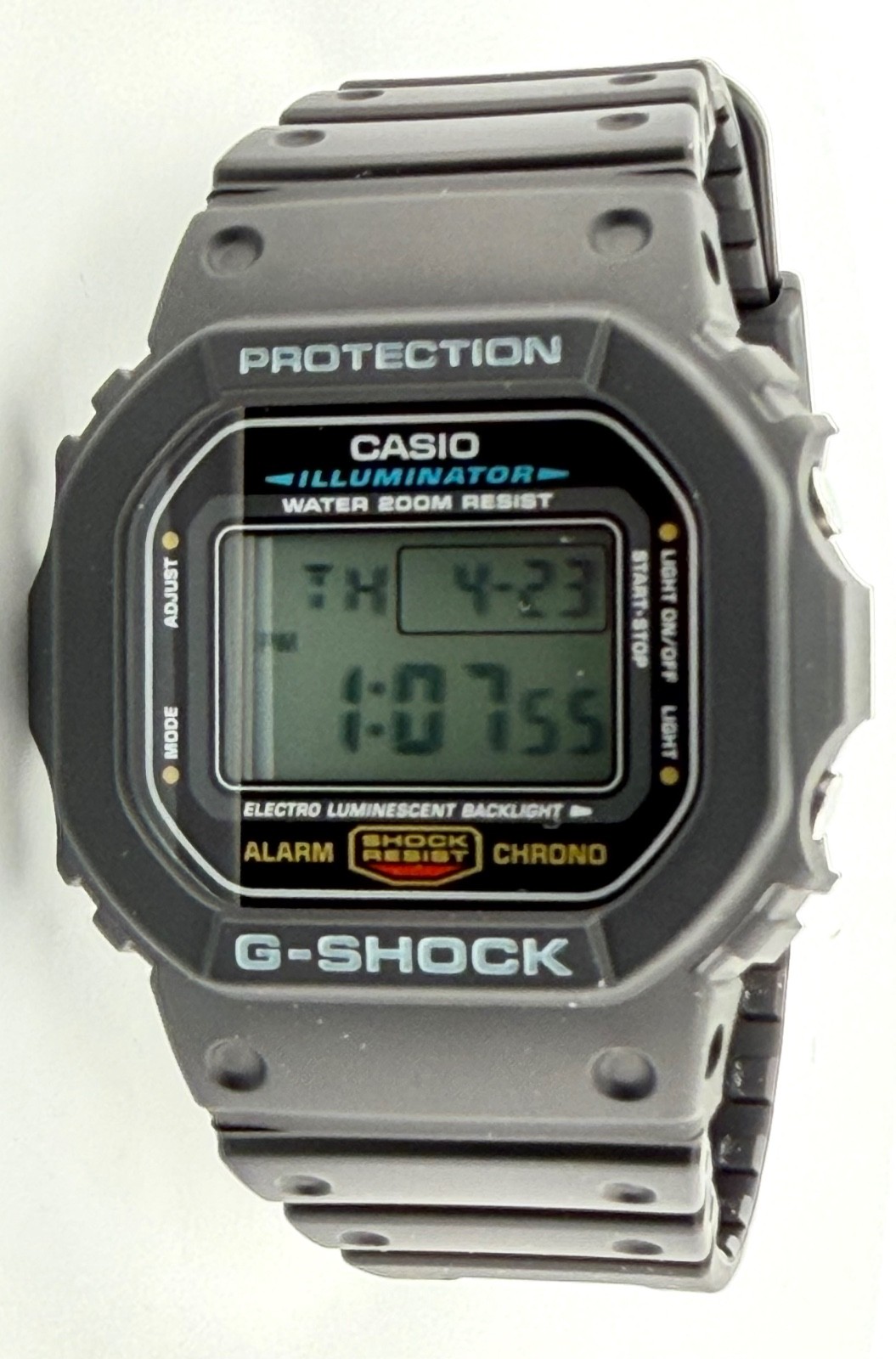 Casio DW5600E-1V, G-Shock 200 Meter Watch, Chronograph, Illuminator, Alarm, NEW