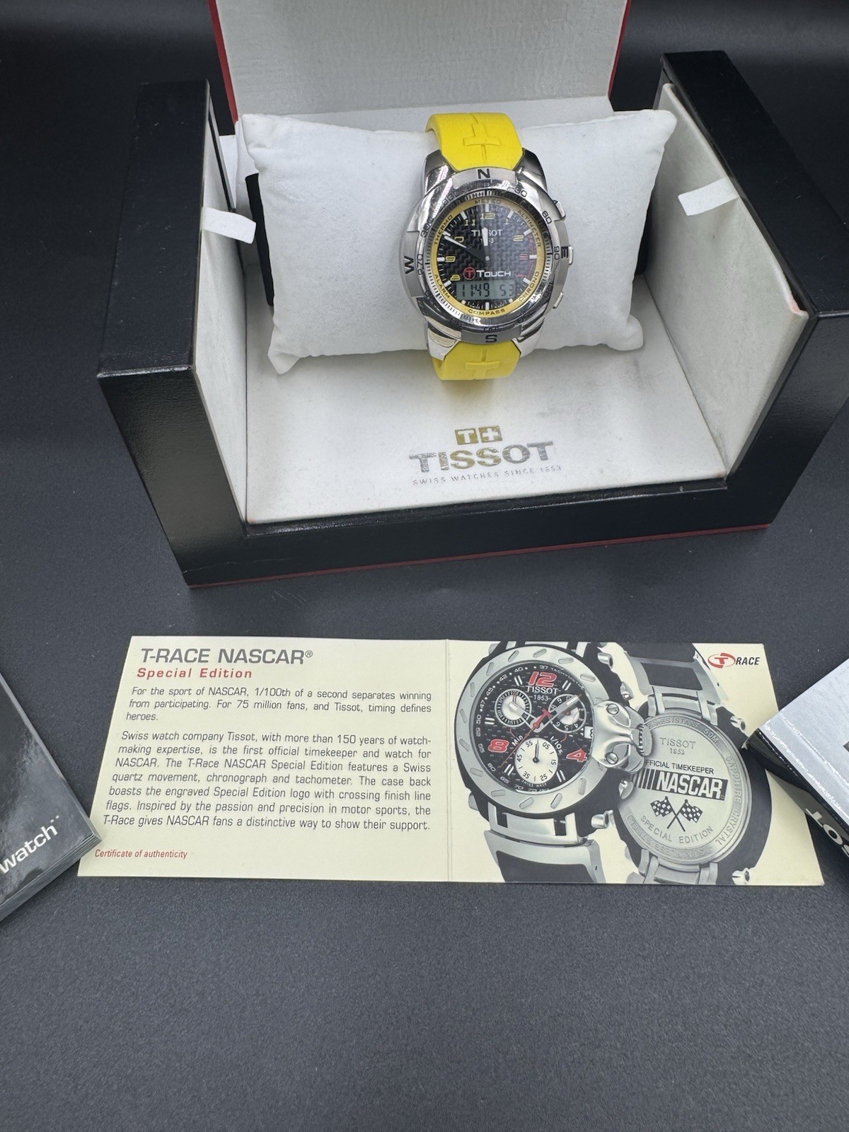 Tissot T-Touch NASCAR Special Edition Titanium Case Yellow Rubber Band with box