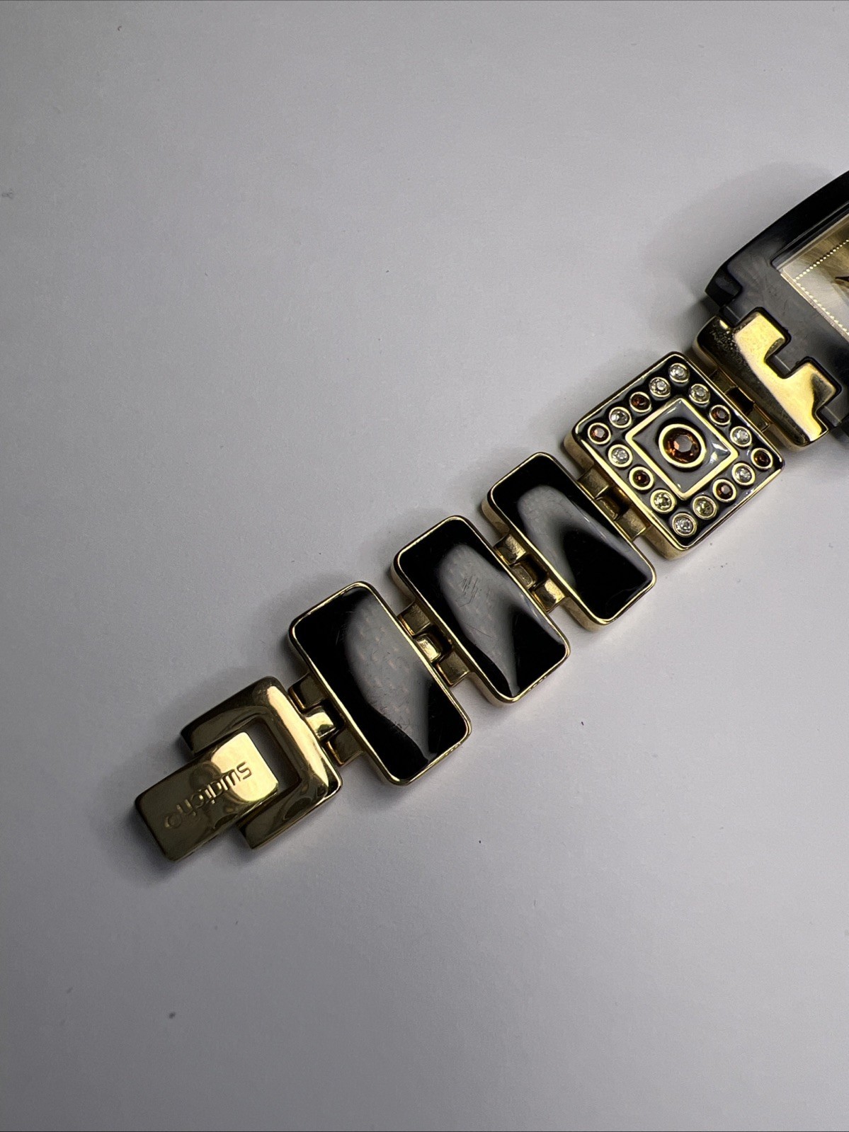 Swatch Square Watch SUBM104G AG2006 Luxotric Gold Tone & Black Quartz Watch