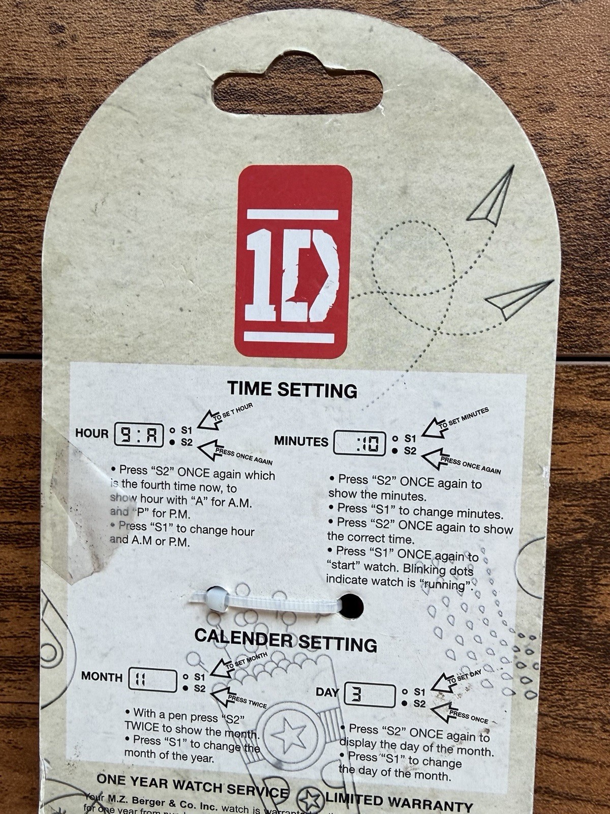 2013 One Direction Watch W/ Charm- I ❤️1D (Needs Battery)-NEW