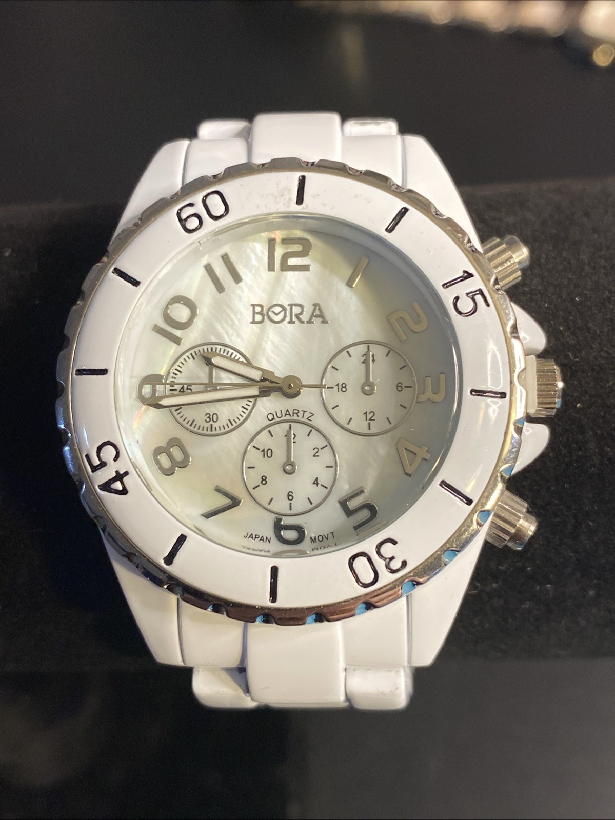 Bora Watch Women’s Quartz Watch All White New Battery Mother Of Pearl Fade