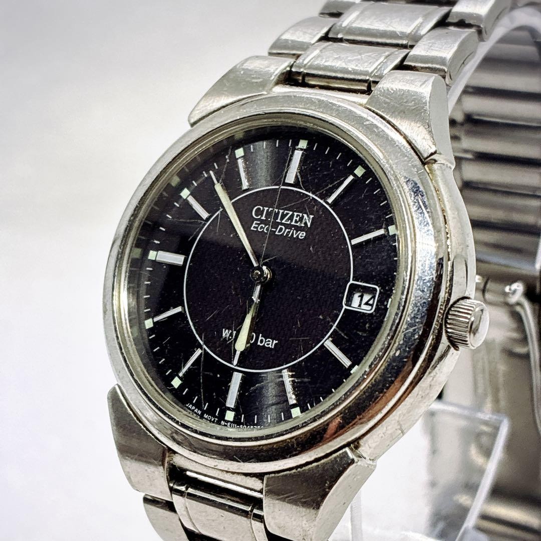 Citizen Eco-Drive Solar Date 10 ATM Water Resistant Black Dial E111 【USED】