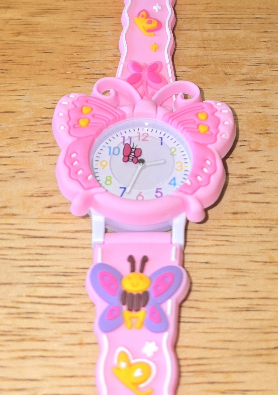 Girls Pink Butterfly Bee Analog Wristwatch Gifts