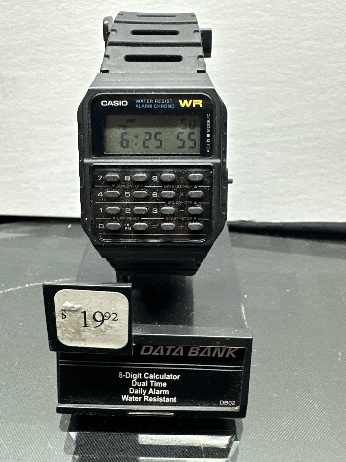 Casio Calculator Watch DataBank Water Resistant Black DB02 NOS New
