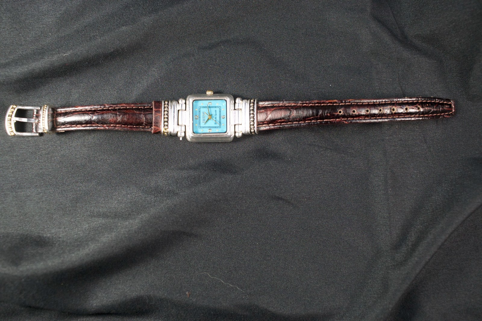 Ecclissi Sterling Silver Beautiful Turquoise Watch 22490 Ladies Quartz 925 Case