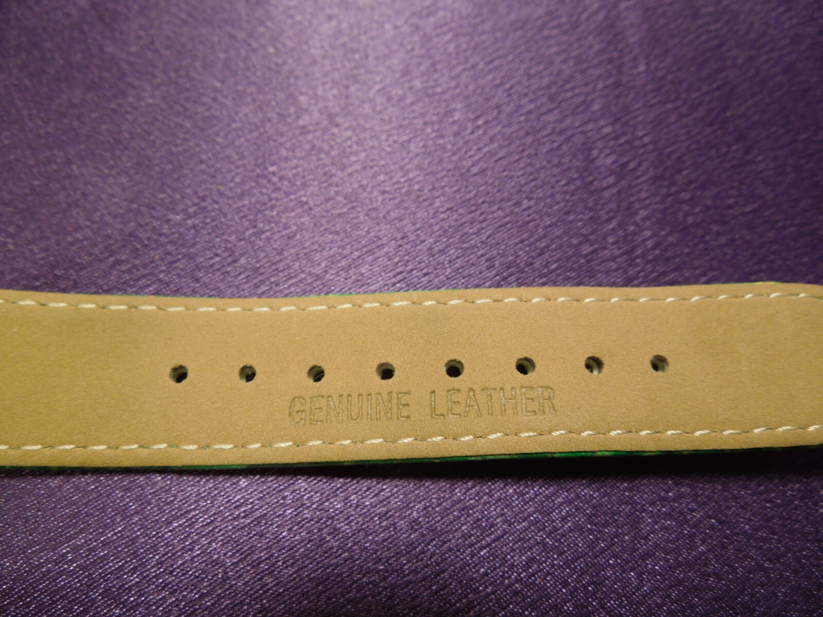 Ecclissi Sterling Silver Lime Green Alligator Crocodile Design Leather Band